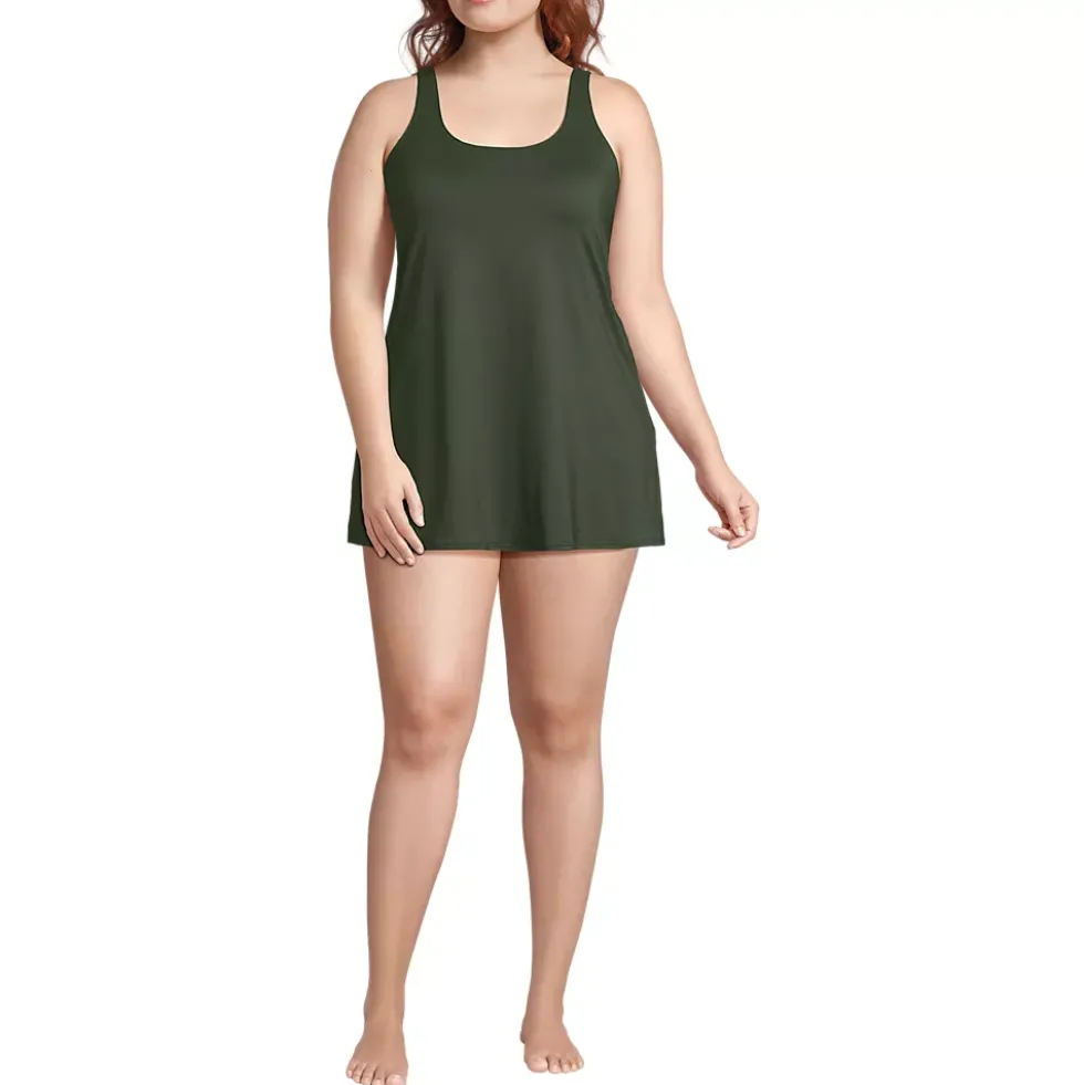 Women's Scoop Neck Mini Swim Dress Swimsuit