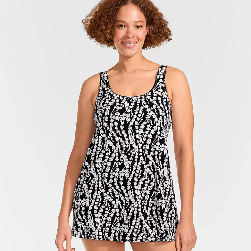 Women's Scoop Neck Mini Swim Dress Swimsuit