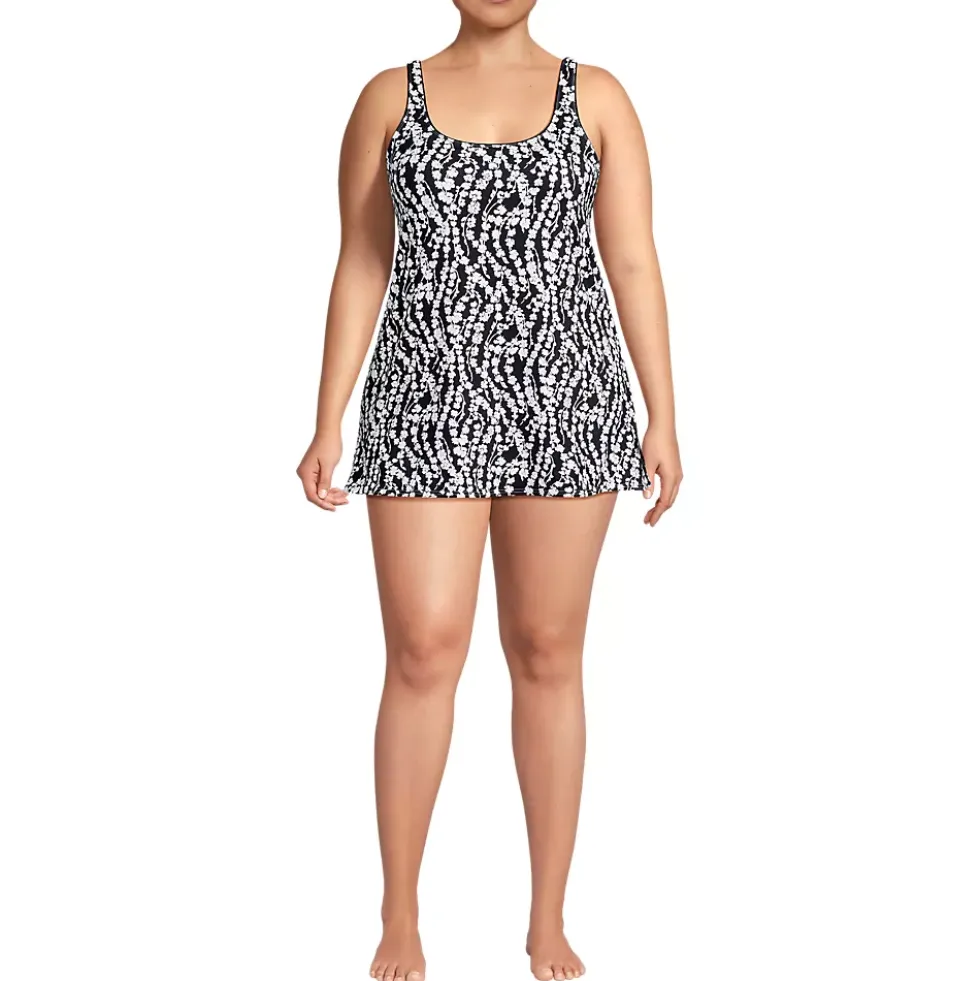 Women's Scoop Neck Mini Swim Dress Swimsuit