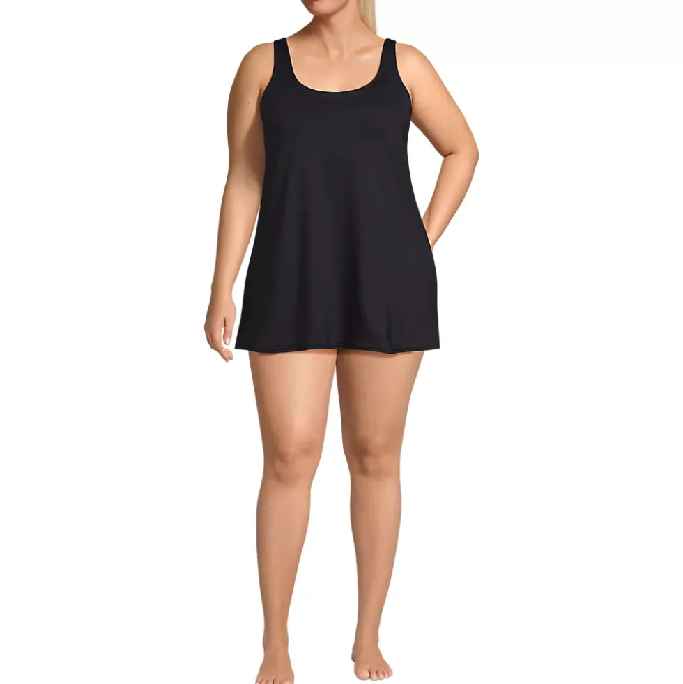 Women's Scoop Neck Mini Swim Dress Swimsuit