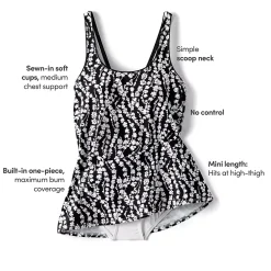 Women's Scoop Neck Mini Swim Dress Swimsuit