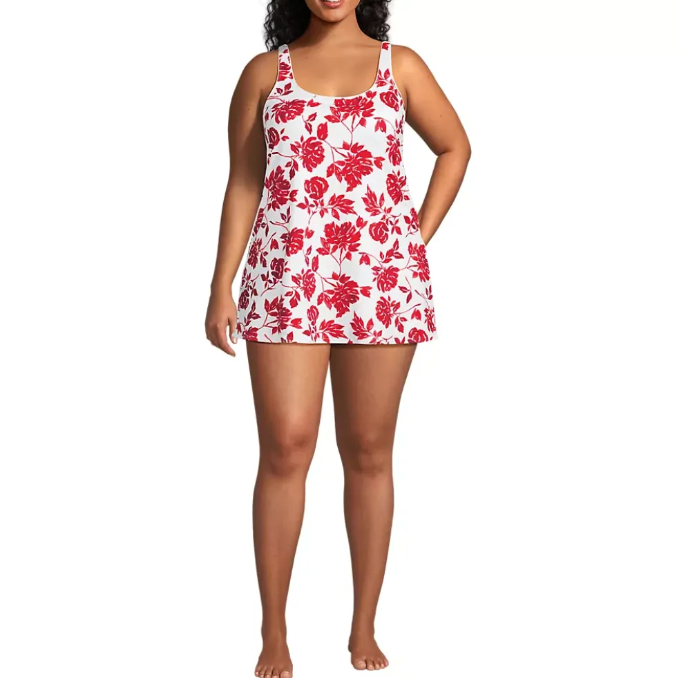 Women's Scoop Neck Mini Swim Dress Swimsuit