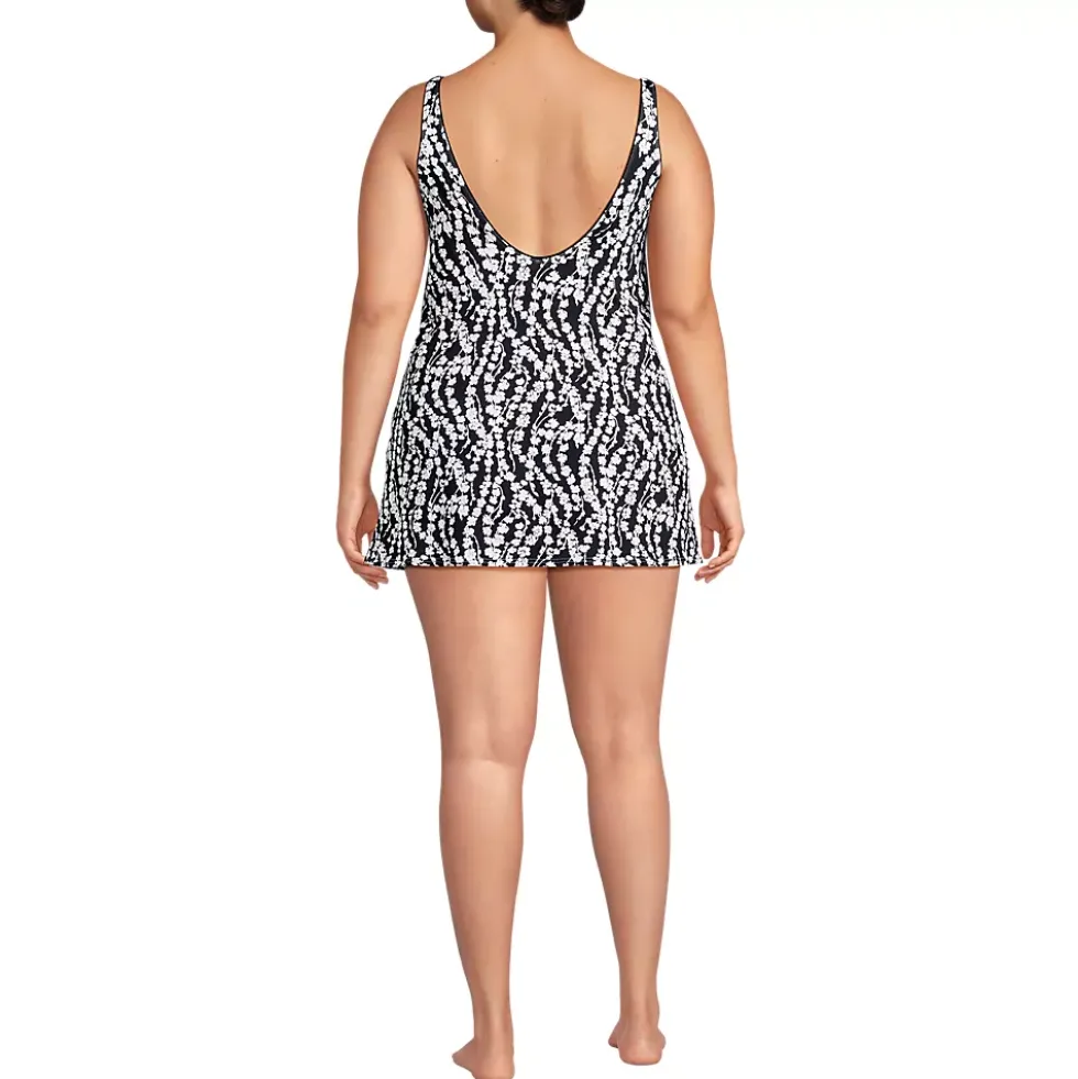 Women's Scoop Neck Mini Swim Dress Swimsuit