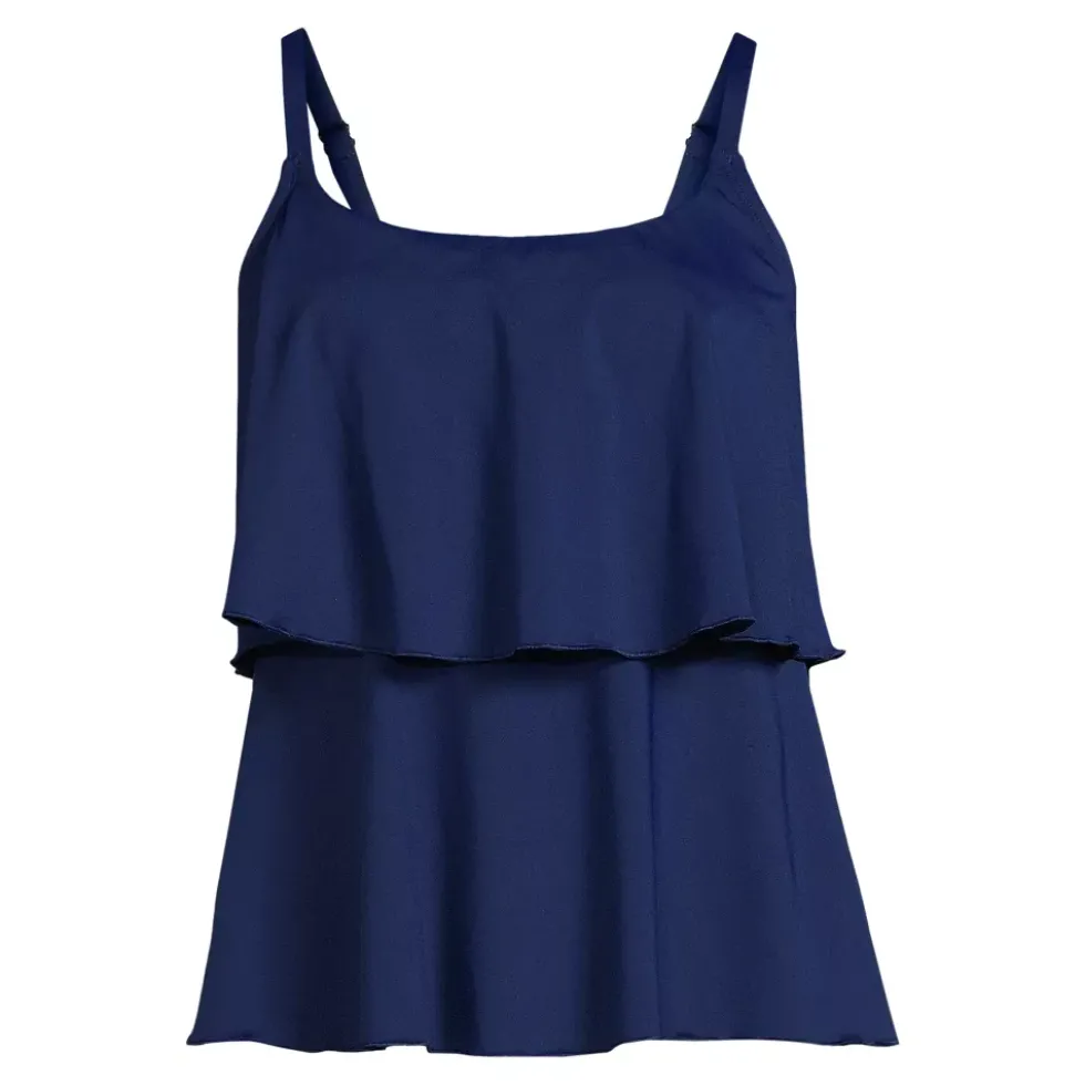 Women's Scoop Neck Tiered Tankini Swimsuit Top