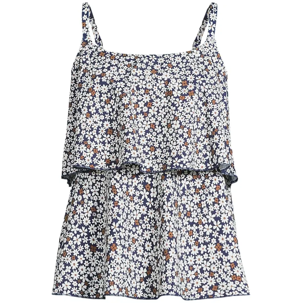Women's Scoop Neck Tiered Tankini Swimsuit Top