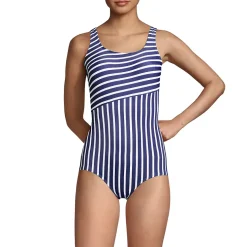 Women's Scoop Neck Tugless Sporty One Piece Swimsuit