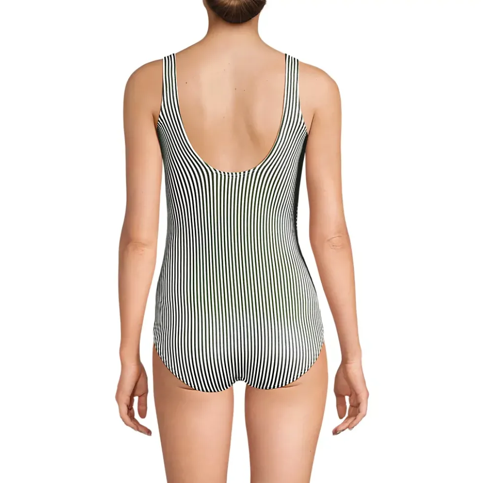 Women's Scoop Neck Tugless Sporty One Piece Swimsuit