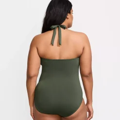 Women's Sculpting Suit Plunge Halter High Leg One Piece Swimsuit