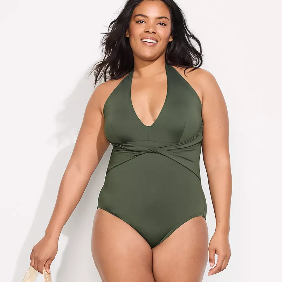 Women's Sculpting Suit Plunge Halter High Leg One Piece Swimsuit
