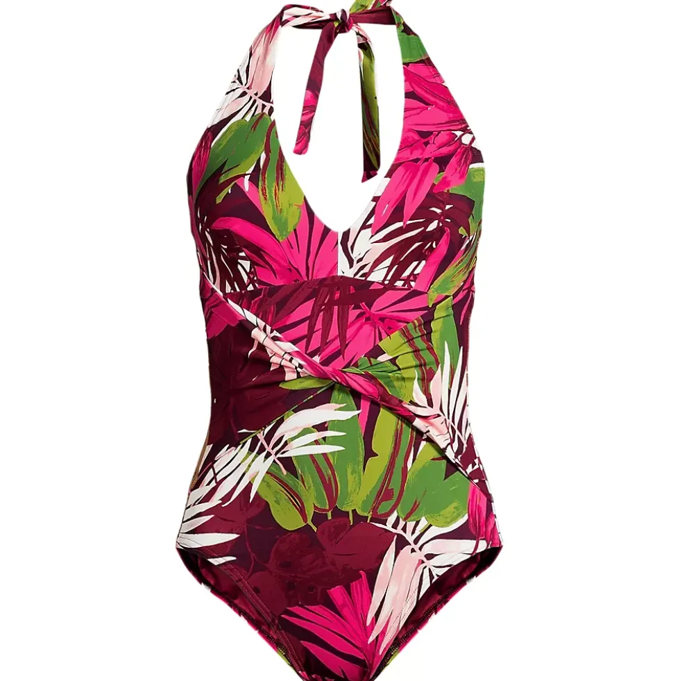 Women's Sculpting Suit Plunge Halter High Leg One Piece Swimsuit