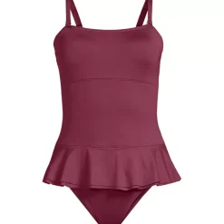 Women's Sculpting Suit Ruffle Bandeau One Piece Swimsuit