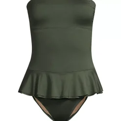Women's Sculpting Suit Ruffle Bandeau One Piece Swimsuit