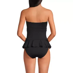 Women's Sculpting Suit Ruffle Bandeau One Piece Swimsuit