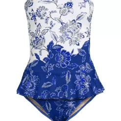 Women's Sculpting Suit Ruffle Bandeau One Piece Swimsuit