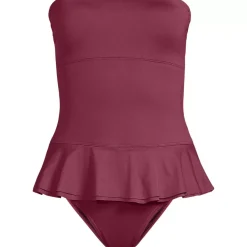 Women's Sculpting Suit Ruffle Bandeau One Piece Swimsuit