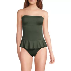 Women's Sculpting Suit Ruffle Bandeau One Piece Swimsuit