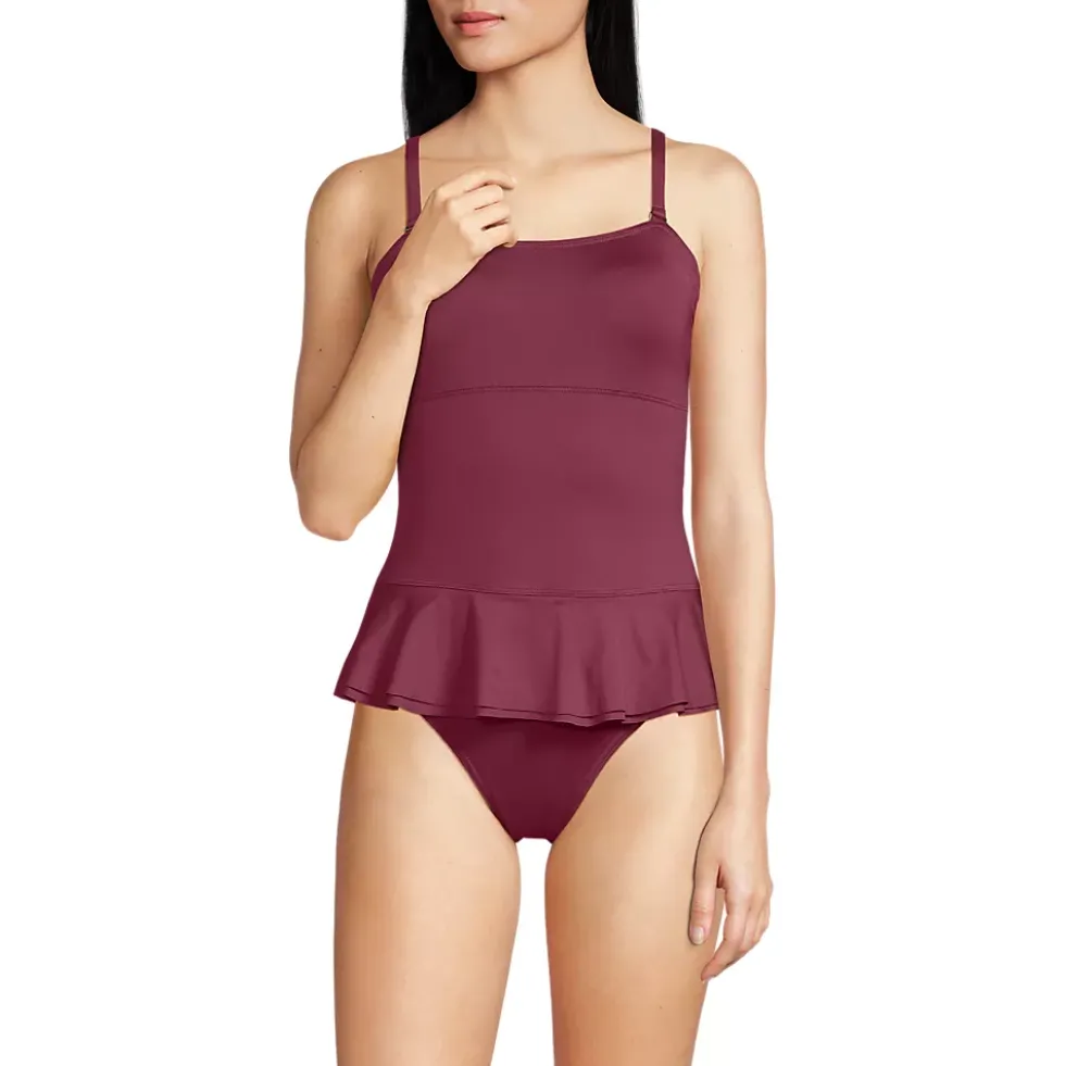 Women's Sculpting Suit Ruffle Bandeau One Piece Swimsuit