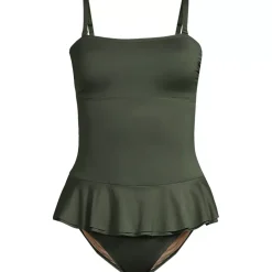 Women's Sculpting Suit Ruffle Bandeau One Piece Swimsuit