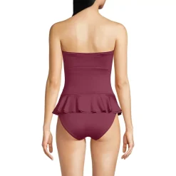 Women's Sculpting Suit Ruffle Bandeau One Piece Swimsuit
