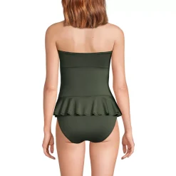 Women's Sculpting Suit Ruffle Bandeau One Piece Swimsuit