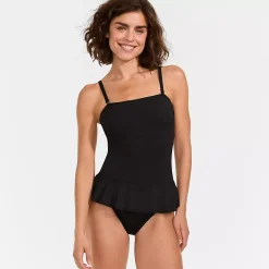 Women's Sculpting Suit Ruffle Bandeau One Piece Swimsuit