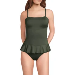 Women's Sculpting Suit Ruffle Bandeau One Piece Swimsuit