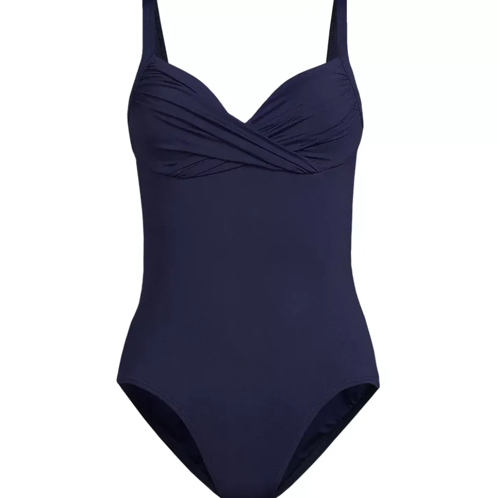 Women's Sculpting Suit Targeted Control Draped One Piece Swimsuit