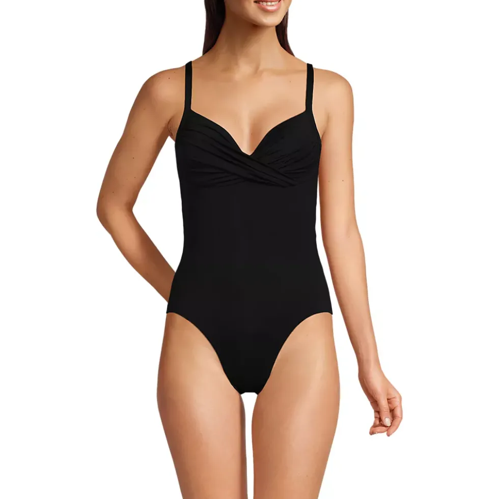 Women's Sculpting Suit Targeted Control Draped One Piece Swimsuit