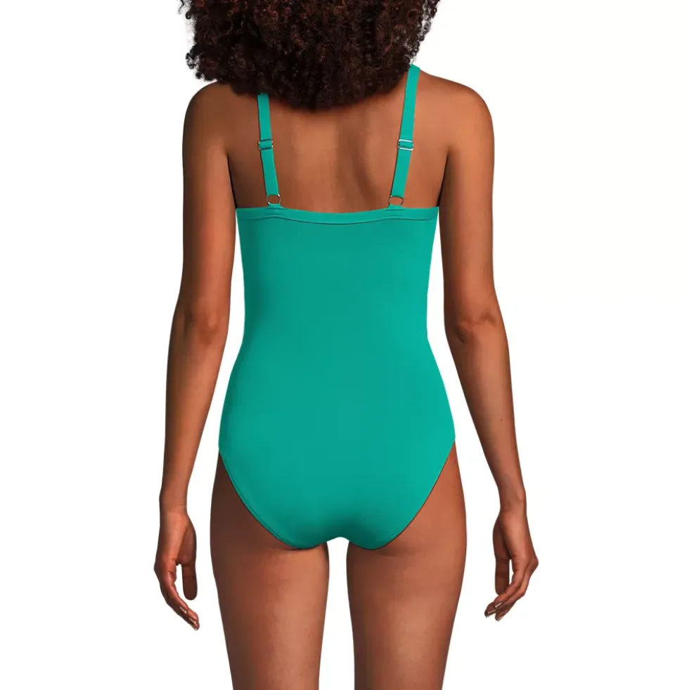 Women's Sculpting Suit Targeted Control Draped One Piece Swimsuit
