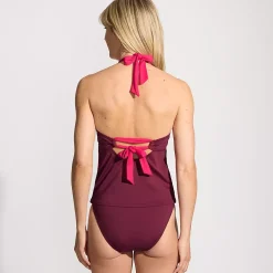 Women's Seamed Halter Tankini Top