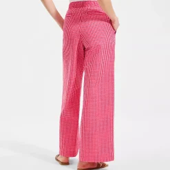 Women's Seersucker High Rise Drawstring Wide Leg Pants