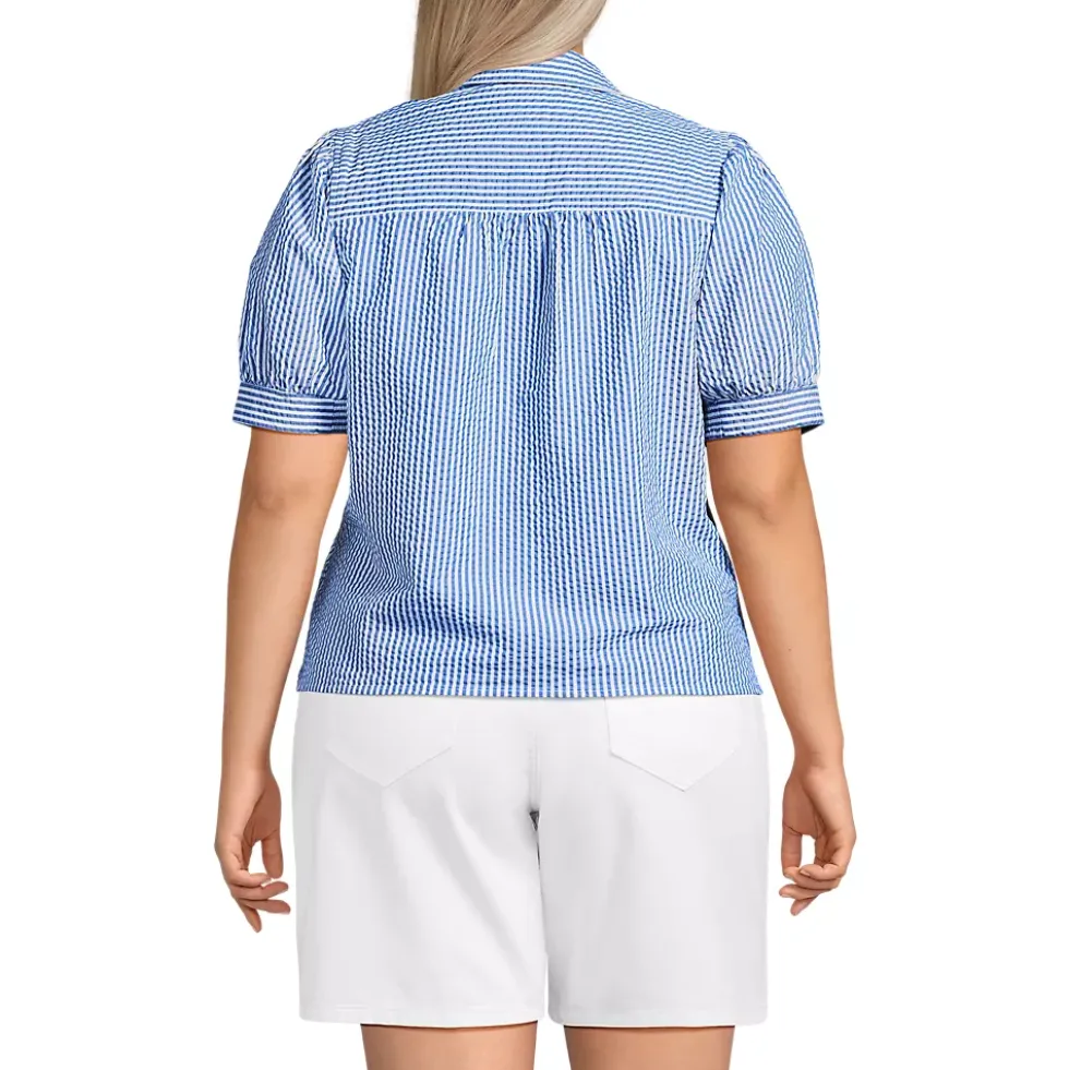 Women's Seersucker Peter Pan Collar Shirt