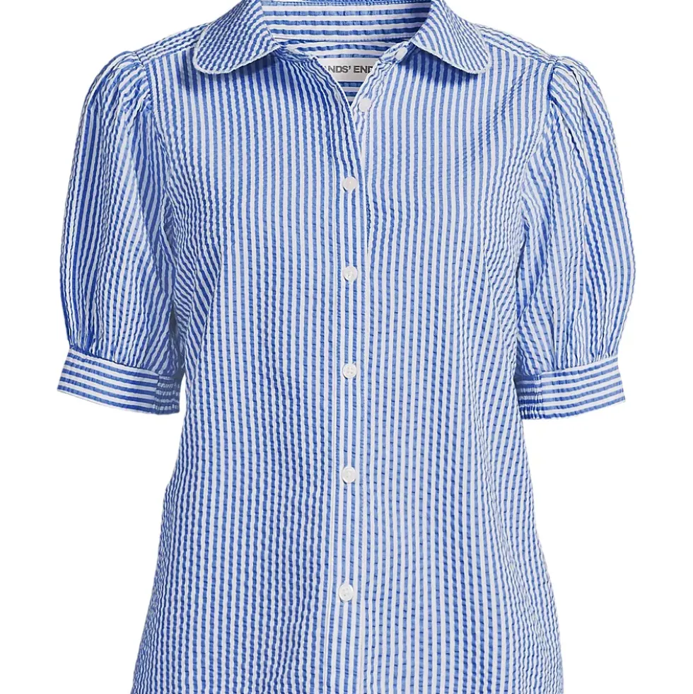 Women's Seersucker Peter Pan Collar Shirt