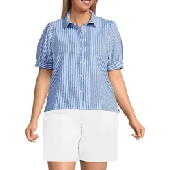 Women's Seersucker Peter Pan Collar Shirt