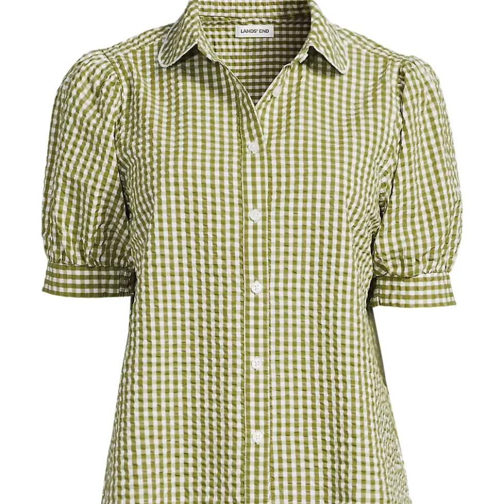 Women's Seersucker Peter Pan Collar Shirt