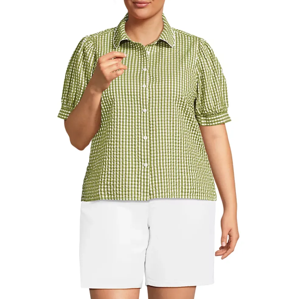 Women's Seersucker Peter Pan Collar Shirt