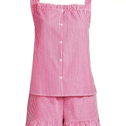 Women's Seersucker 2 Piece Pajama Set - Tank and Shorts