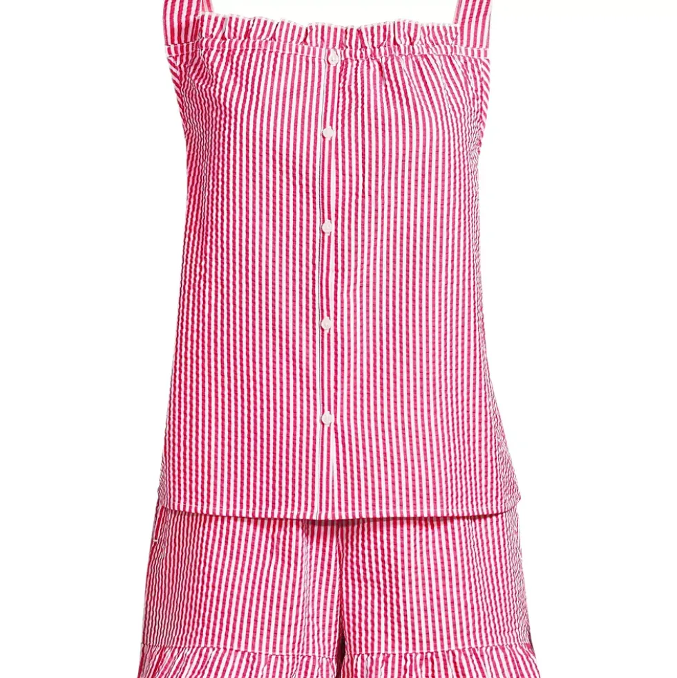 Women's Seersucker 2 Piece Pajama Set - Tank and Shorts