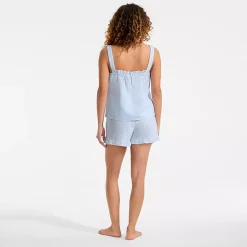 Women's Seersucker 2 Piece Pajama Set - Tank and Shorts
