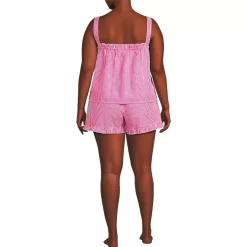 Women's Seersucker 2 Piece Pajama Set - Tank and Shorts