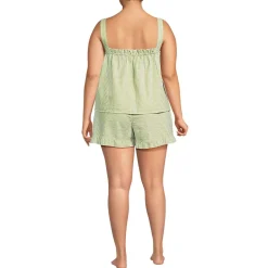 Women's Seersucker 2 Piece Pajama Set - Tank and Shorts