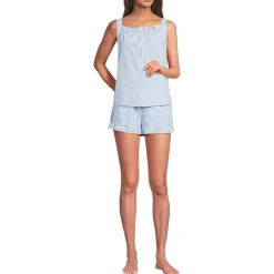 Women's Seersucker 2 Piece Pajama Set - Tank and Shorts