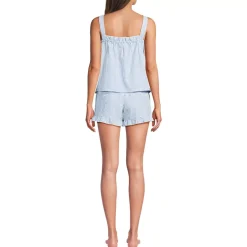 Women's Seersucker 2 Piece Pajama Set - Tank and Shorts