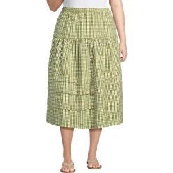 Women's Seersucker Pull On Midi Skirt