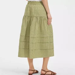 Women's Seersucker Pull On Midi Skirt