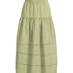 Women's Seersucker Pull On Midi Skirt