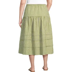Women's Seersucker Pull On Midi Skirt