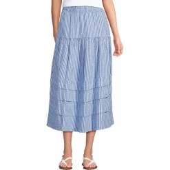 Women's Seersucker Pull On Midi Skirt