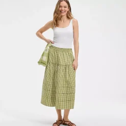 Women's Seersucker Pull On Midi Skirt