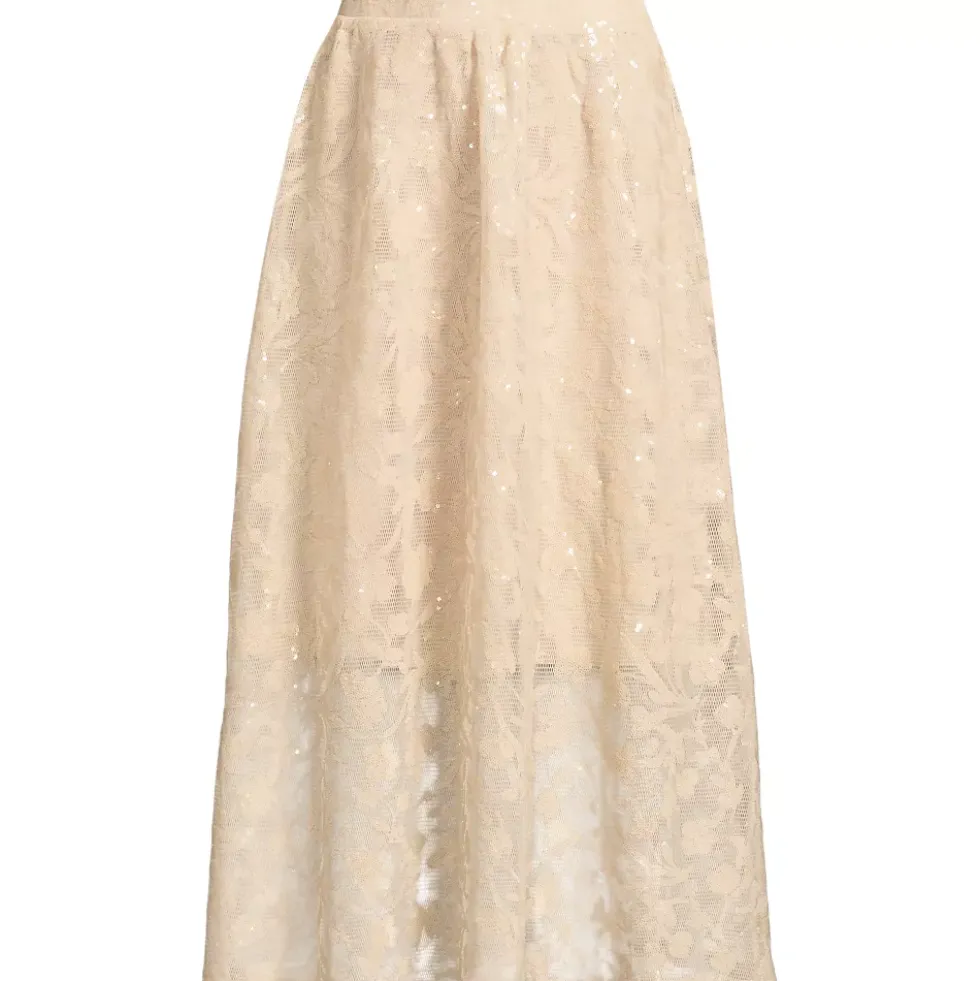 Women's Sequin Lace Mid Rise Midi Skirt
